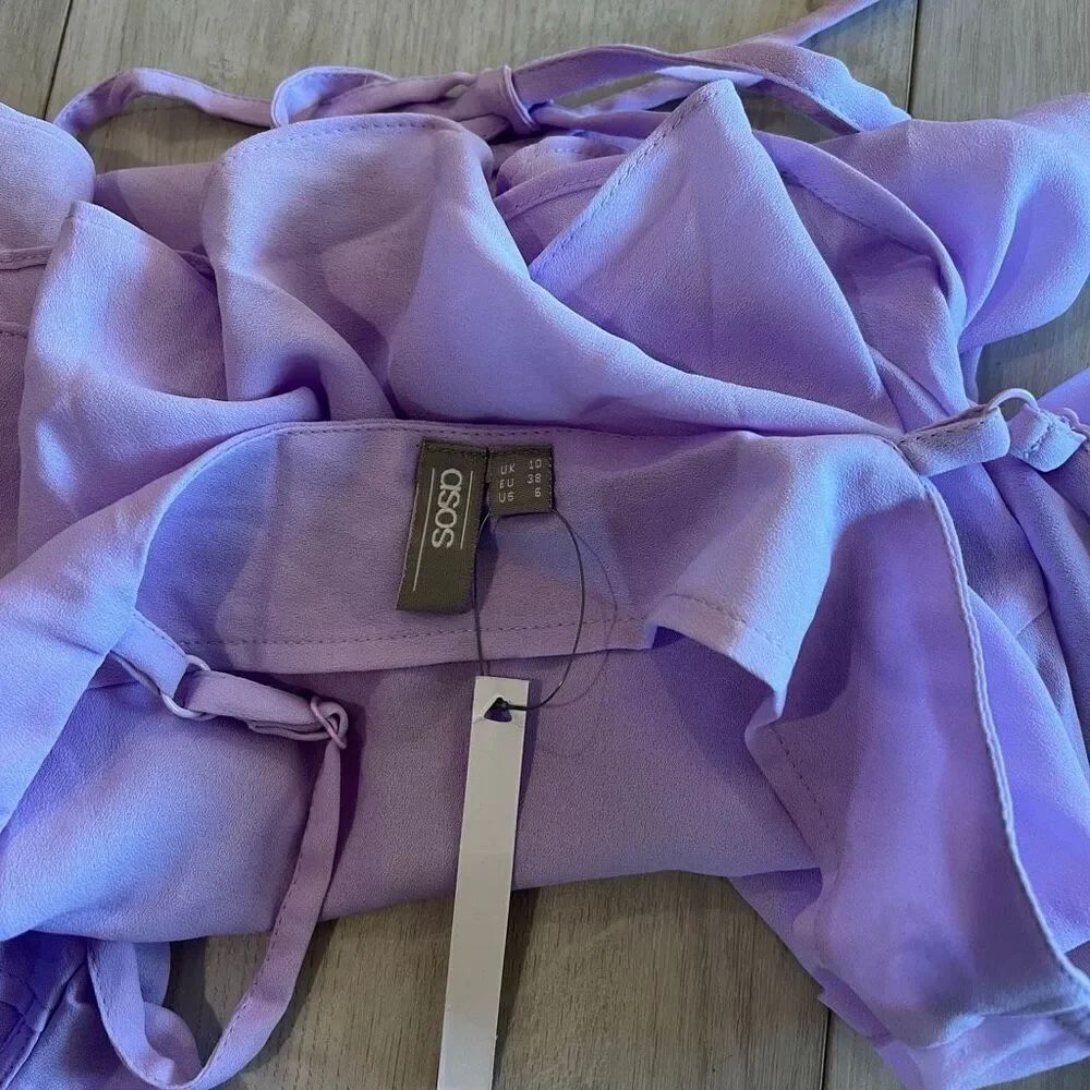 ASOS Ruffle Wrap Tank Top Lilac size 6 - Picture 5 of 6
